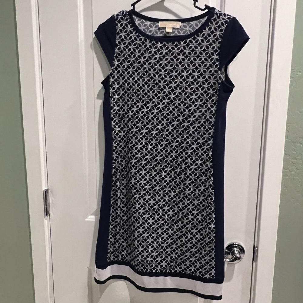 Michael Kors Women's  Navy Rope Print Cap Sleeve Sheath Dress XS